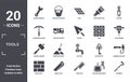 tools icon set. include creative elements as garage wrench, clipper, tiles, gas pipe, wedge tool, sledge hammer filled icons can