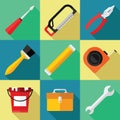 Tools Icon Set for Repair in a Flat Design