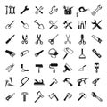 tools icon set with repair tools, a, hammer, screwdriver Royalty Free Stock Photo