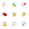 Tools icons set, cartoon style Royalty Free Stock Photo