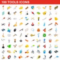 100 tools icons set, isometric 3d style Royalty Free Stock Photo