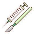 Tools injection icon, cartoon style.