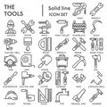 Tools line icon set, repair equipment symbols collection or sketches. Working tools linear style signs for web and app Royalty Free Stock Photo