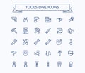 Tools line vector icons. Working tools icon set. Editable stroke. 24x24 grid. Pixel Perfect. Royalty Free Stock Photo