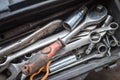 Tools for machanical technician in the garage Royalty Free Stock Photo