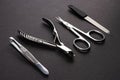 Tools of a manicure set on a dark background Royalty Free Stock Photo