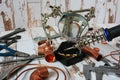 Tools and materials for brazing copper pipes Royalty Free Stock Photo