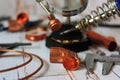 Tools and materials for brazing copper tubes Royalty Free Stock Photo