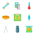 Tools for measurement icons set, cartoon style Royalty Free Stock Photo