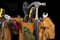 Tools for minor repairs in the leather assembly belt. DIY accessories ready to go Royalty Free Stock Photo