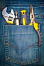Tools on a pants pocket Royalty Free Stock Photo