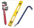Tools Pipe Wrench Level