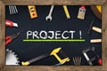 Tools project chalkboard Royalty Free Stock Photo