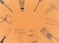 Tools - Retro Architect Blueprint Royalty Free Stock Photo