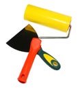 Tools : roller, palette knife, spatula. isolated