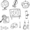 Tools at schoool in doodle Royalty Free Stock Photo
