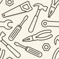Tools seamless pattern. Hammer, saw, screwdriver, pliers and wrench Royalty Free Stock Photo