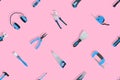 Various construction tools on a bright background.Tools seamless pattern.