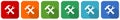 Tools, service icon set, flat design vector illustration in 6 colors options for webdesign and mobile applications