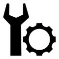 Tools and Service icons set. Wrench, screwdriver and gear icon. Screwdriver and wrench glyph icon. Settings and repair, service