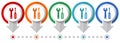 Tools, service vector icon set, flat design infographic template, set pointer concept icons in 5 color options for webdesign and