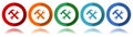 Tools, service vector icons, flat icon set for logo design, webdesign and mobile applications, colorful web button collection in