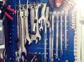 Tools set at car workshop Royalty Free Stock Photo