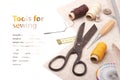Tools for sewing with space for text Royalty Free Stock Photo