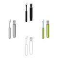 Tools for sewing.Sewing or tailoring tools kit single icon in cartoon,black style vector symbol stock illustration. Royalty Free Stock Photo