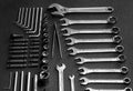 Tools shop. Set of variety wrenches and spanners Royalty Free Stock Photo