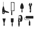 Tools silhouettes collections vector
