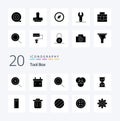 20 Tools Solid Glyph icon Pack like press tape tool cogwheels sewing