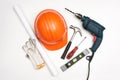 Tools Supplies, workman's accessories white background