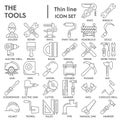 Tools thin line icon set, repair equipment symbols collection or sketches. Working tools linear style signs for web and Royalty Free Stock Photo