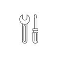 Tools thin line icon, wrench and screwdriver outline vector logo Royalty Free Stock Photo