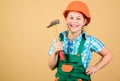 Tools to improve yourself. Builder engineer architect. Future profession. Kid builder girl. Build your future yourself