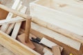 Tools to work with the carpenter`s wood on the table as a background Royalty Free Stock Photo