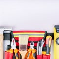 Tools In Tool Belt. Labor day concept. Royalty Free Stock Photo