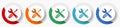 Tools vector icon set, flat design colorful round icons in 5 color options for webdesign and mobile applications