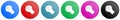 Tools vector icons, set of circle gradient buttons in 6 colors options for webdesign and mobile applications