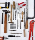 Tools on wooden table Royalty Free Stock Photo