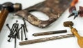 Tools on wooden table Royalty Free Stock Photo