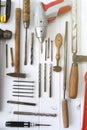 Tools on wooden table Royalty Free Stock Photo