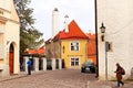 Toom-Kooli street, on the right - the facade of the Dome Cathedral, left - Estonian Chamber of Commerce, Tallinn, Estonia