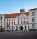 Toompea Castle, seat of Estonian Parliament with on Tall Hermann Tower Pikk Hermann background - Tallinn, Estonia