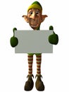 Toon Elf with Sign Royalty Free Stock Photo