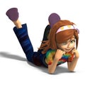 Toon girl laying on the floor Royalty Free Stock Photo
