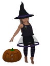 Toon kid in a witch costume Royalty Free Stock Photo