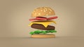 Toon style hamburger 3d image