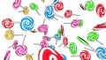 Toon-style lollipops of different colors on a white background.